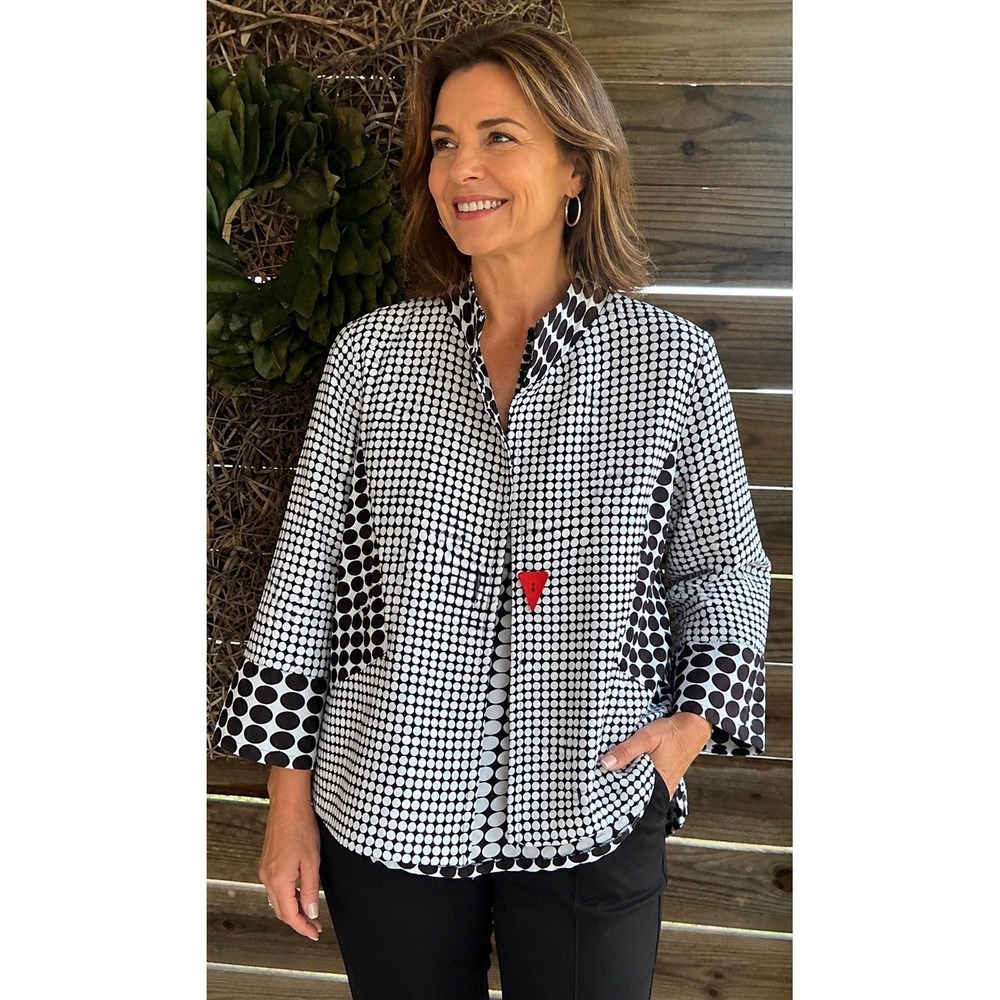 ic by connie k jacket black/white polka dot